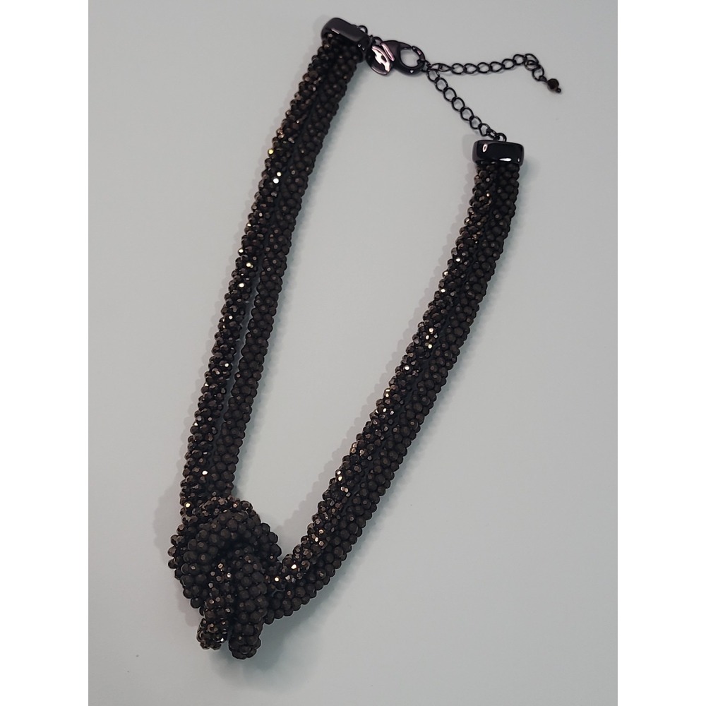 Chicos Multi Strand Metallic Beaded Knot Statement Necklace Bronze Tone - Picture 6 of 10